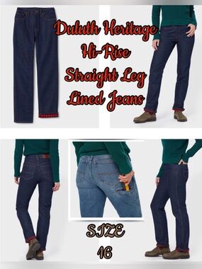Women's Duluth Heritage Hi-Rise
Lined Straight Leg Jeans Size 16